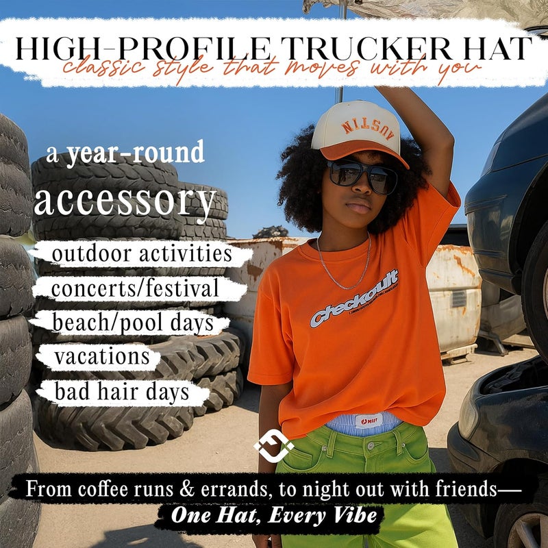 Funky Junque Trucker Hat Women Men 2-Tone Baseball Cap – Vintage Western Style Embroidered Snapback, Premium Cotton Blend - Image 2